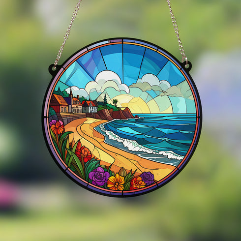 Coast Scene Stained Glass Effect Suncatcher